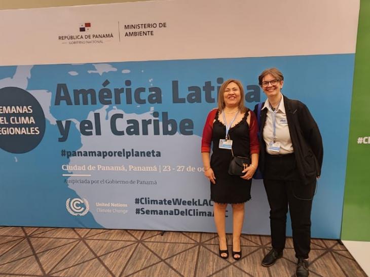 Presidenta de la Red GIRDD LAC, Rosa Maria Juarez Cobeña en la "Semana del Clima de América Latina y el Caribe 2023".